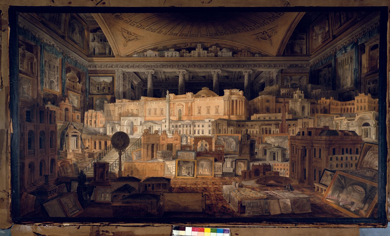 ジョンソーン卿が1780年から1815年、1818年の間に執り行った公共および民間の建物（鉛筆、紙、ペン、トイレ） 作： ジョセフマイケルガンディ
