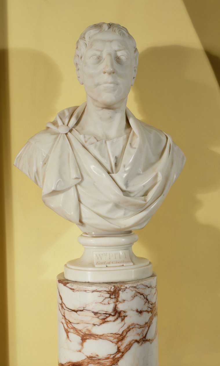 ウィリアム・ピット・ザ・エルダーの胸像、チャタム初代伯爵（1708-78）（大理石） 作： ジョセフ・ノルケン