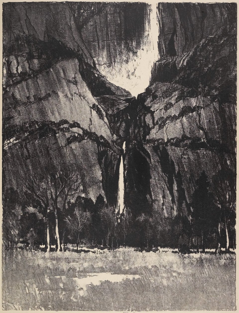 ローワーフォールズ、ヨセミテ、1912 作： ジョセフ・ペネル