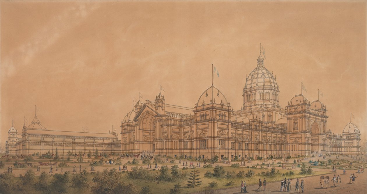 展示棟メルボルン1880、メインホールの南西側面 作： ジョセフ・リード
