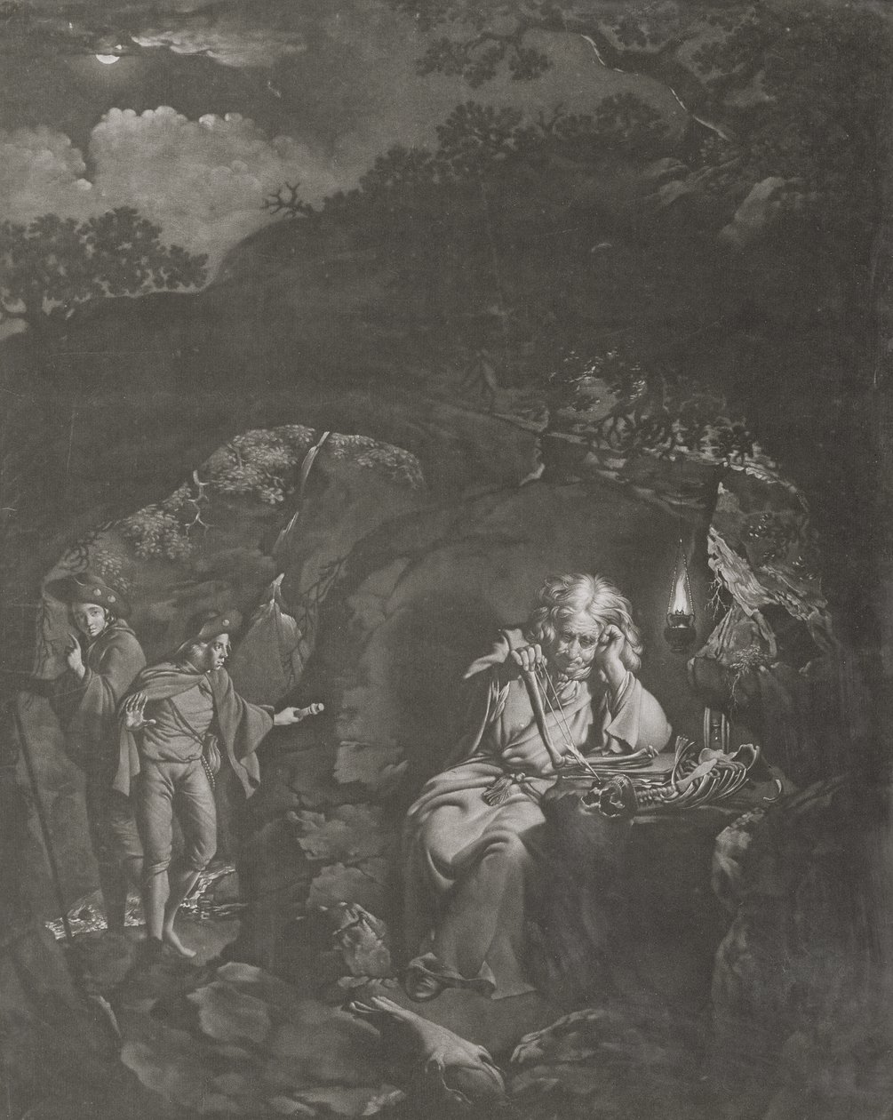 ランプライトの哲学者、ウィリアムペザー（c.1738-97）1770（メゾチント）の彫刻 作： ダービーのジョセフライト
