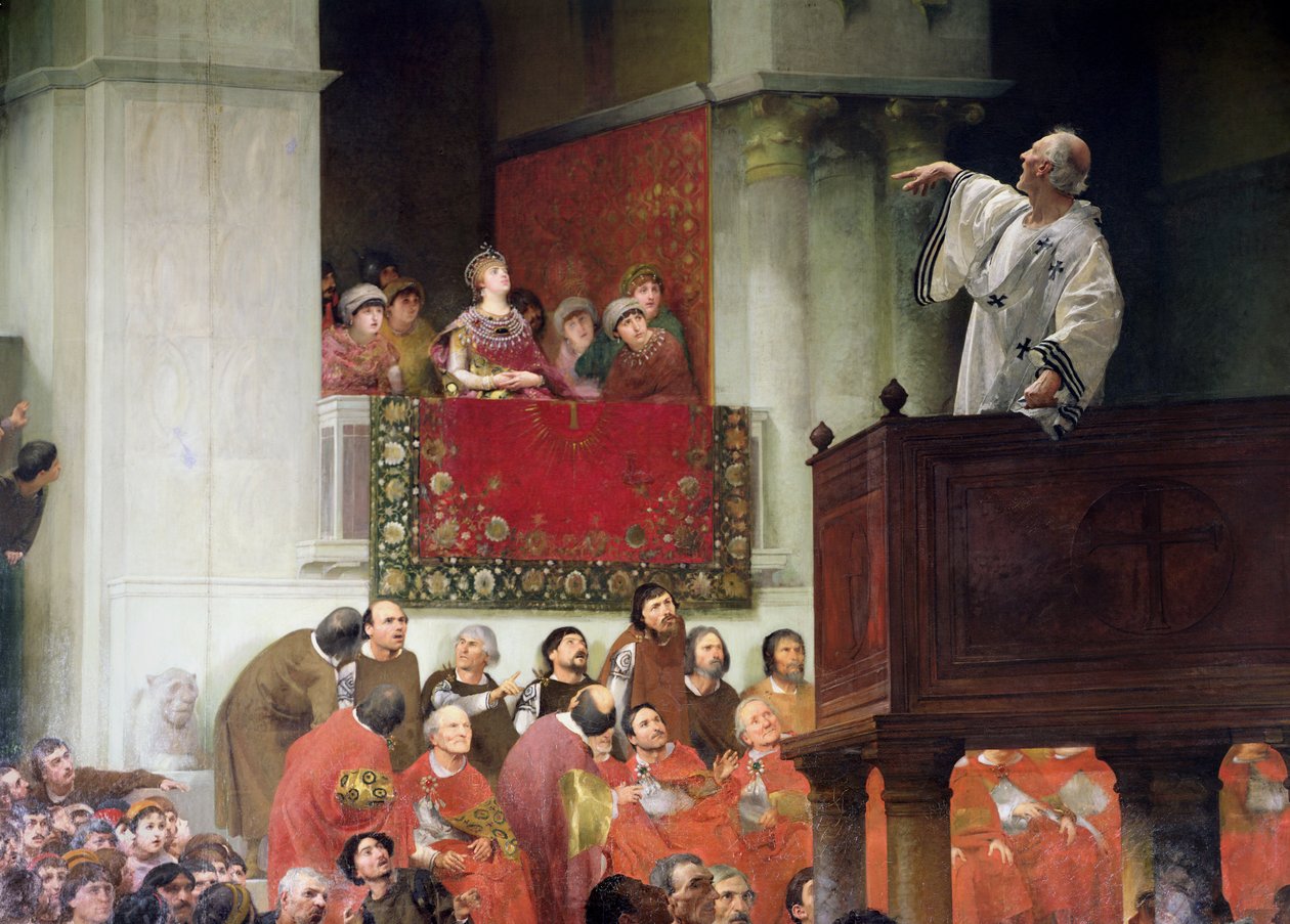聖ヨハネクリストストモス（c.347-407）皇后エウドクシア（c.404）c.1880の前で説教 作： ジョセフ・ウェンカー