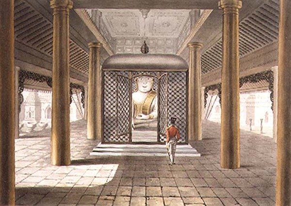 ラングーンの寺院に立つ兵士、ジョージ・ハントの刻印入り 作： ジョセフ（後）ムーア
