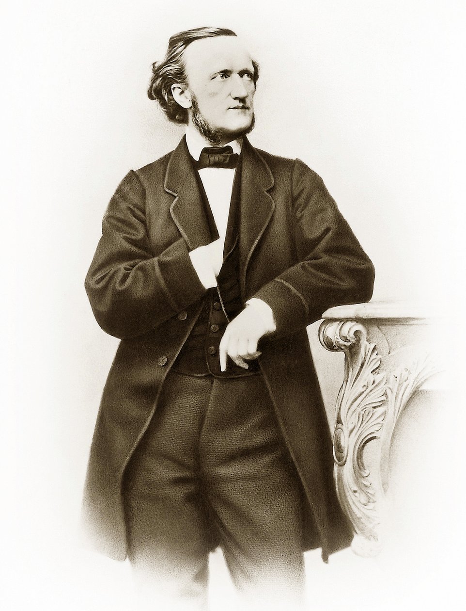 リヒャルト ワーグナー (1813-1883) の肖像画、ドイツの作曲家 写真: Joseph Albert (1825-1886) 作： ジョセフ・アルバート