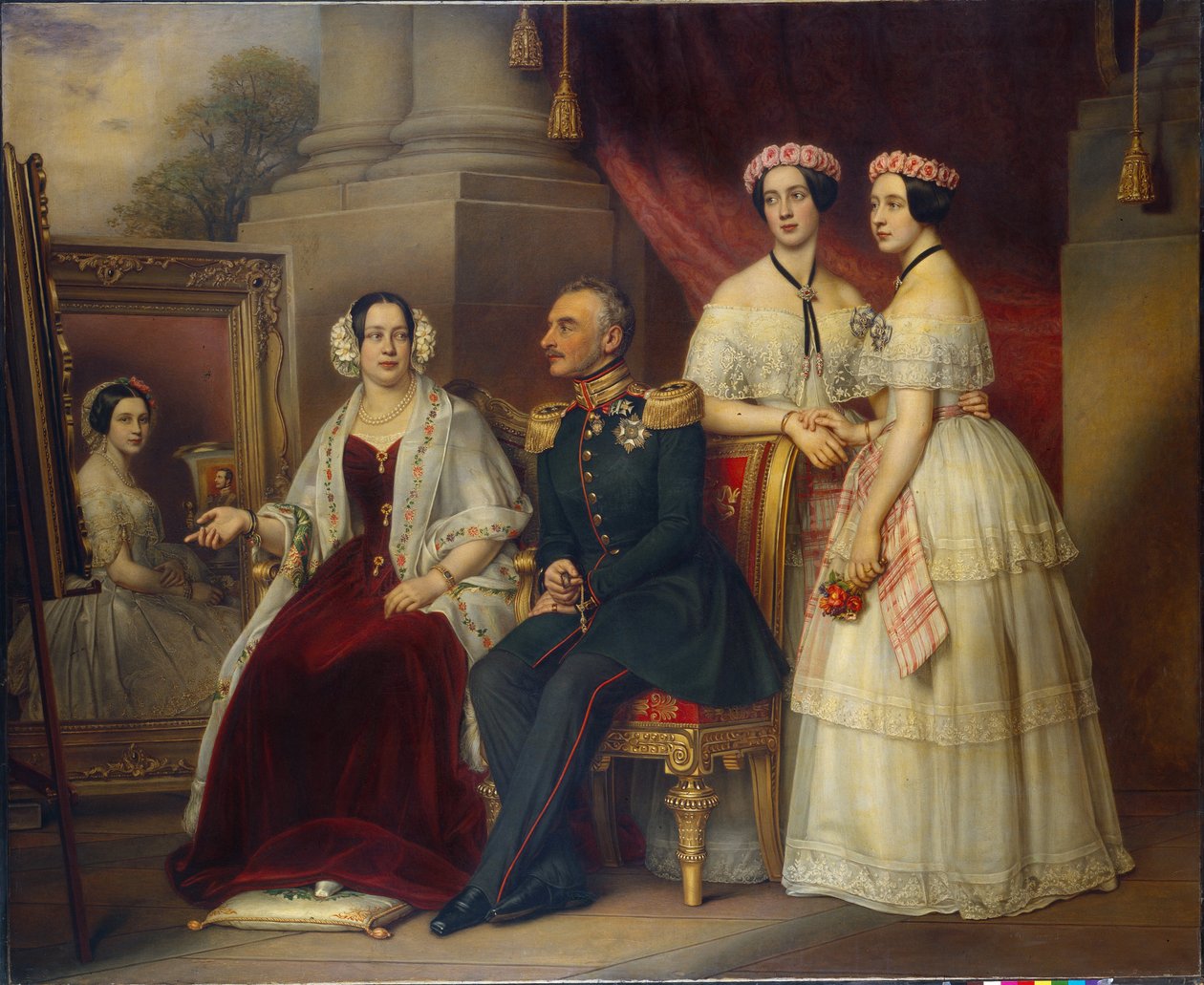 ザクセン アルテンブルク (Saxe-Altenburg) 公爵ヨーゼフの家族の肖像画 (1789-1868) - ヨーゼフ カール シュティーラー (1781-1858) による絵画、キャンバスに油彩 作： ヨーゼフ・カール・シュティーラー