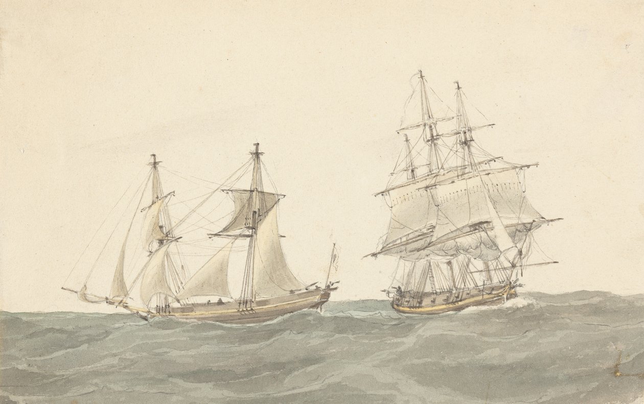 Barquentine e fragata em mar agitado 作： ジョセフ・カートライト