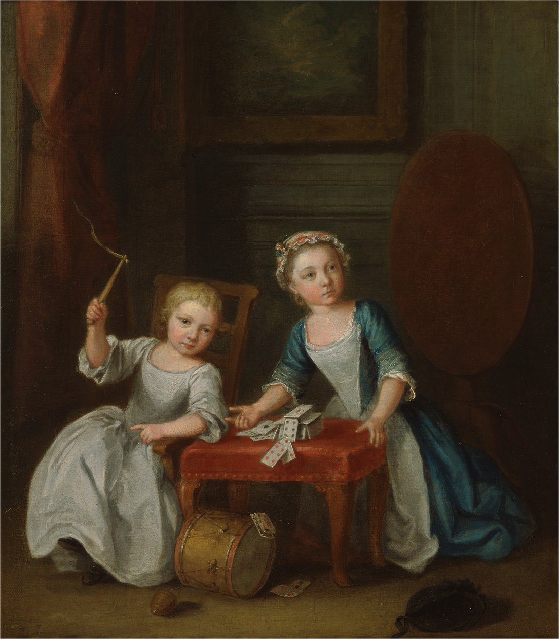 Nollekens家族の2人の子供、おそらくJacobusとMaria Sophia、トップで遊んでカードをする、1745 作： ジョセフ・フランシス・ノルケン