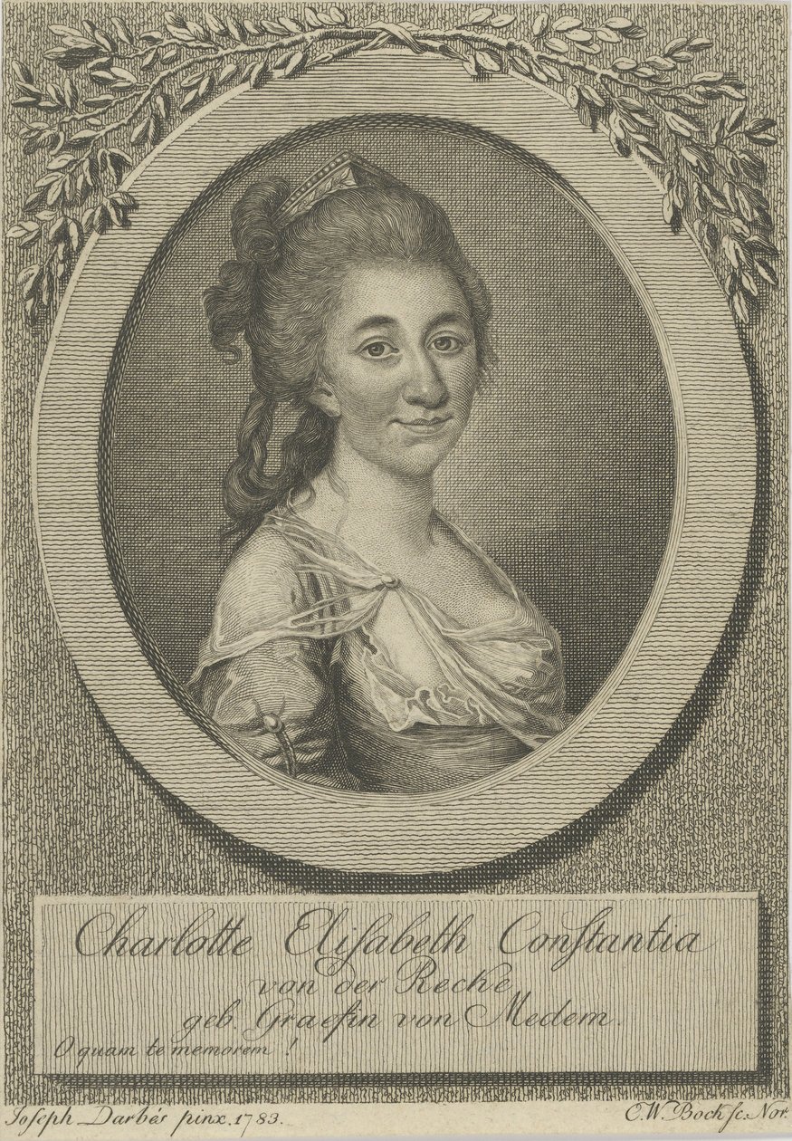 Elisa von der Recke 1754-1833、1783の肖像。 作： ジョセフ・フリードリヒ・オーガスト・ダルベス