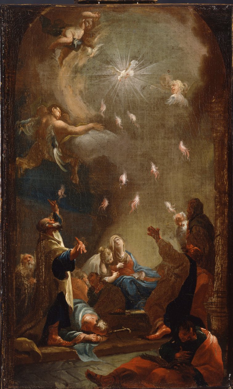 The descent of the Holy Spirit (Pentecost) - Joseph Ignaz Mildorfer (1719-1775) 作、キャンバスに油彩、1750年頃 - (The descent of the Holy Spirit (Pentecost), Oil on canvas by J.I.Mildorfer, c. 1750) - Magyar Nemzeti Galeria (ハンガリー) 作： ジョセフ・イグナズ・ミルドーファー