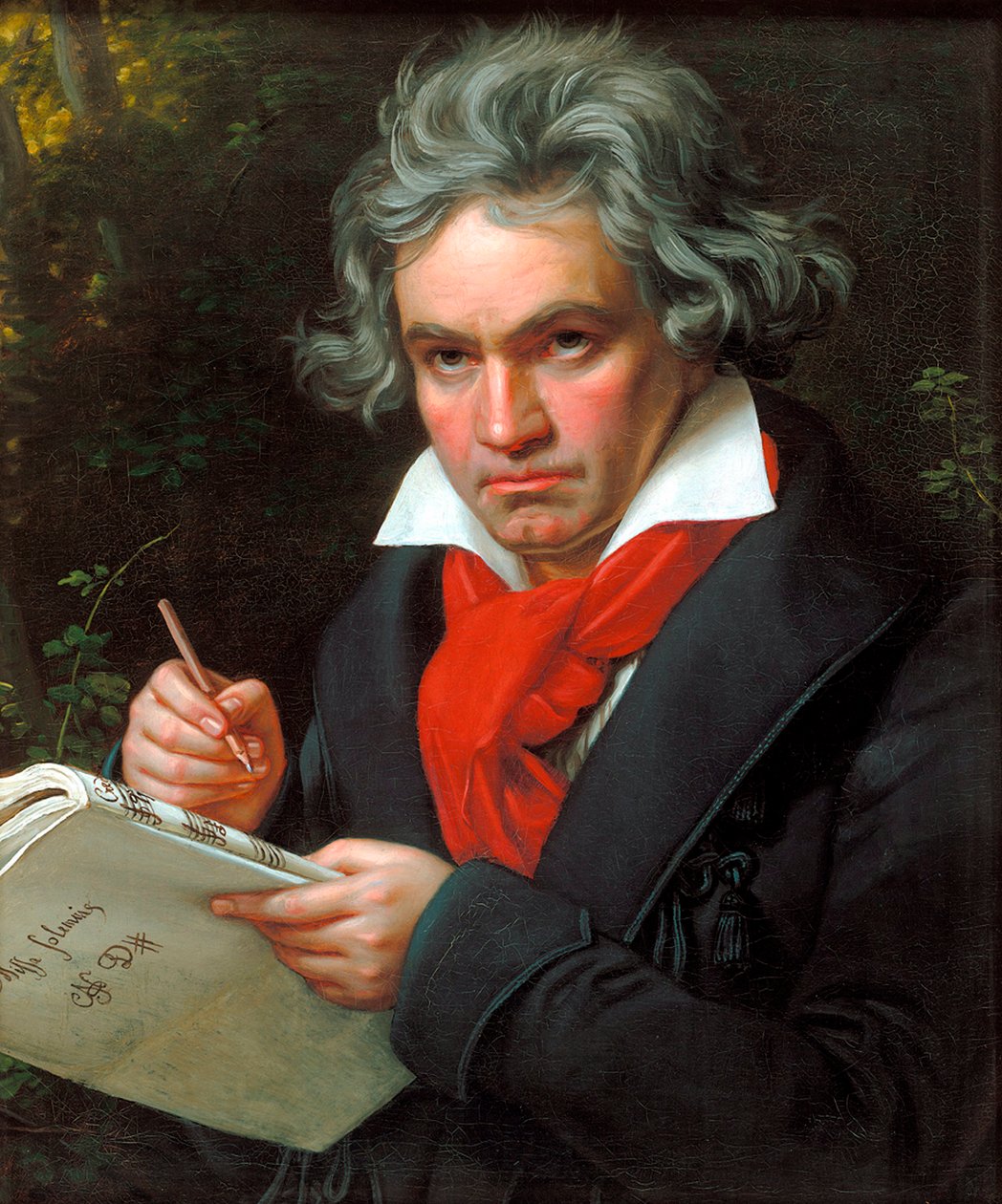 ルートヴィヒ・ヴァン・ベートーヴェンがソレムニティ・ミサを作曲したときの肖像、1820年。 作： ヨーゼフ・カール・シュティーラー