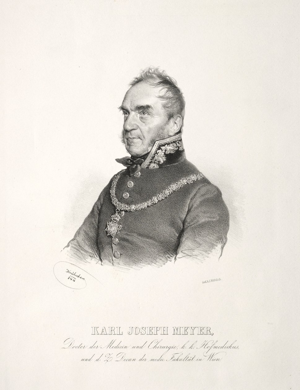 カール・ジョセフ・マイヤー博士の肖像、1844年。 作： ヨーゼフ・クリーフーバー