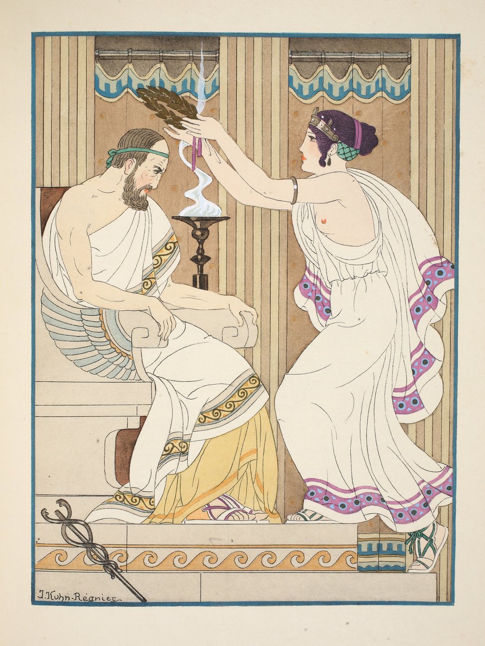 黄金の冠、「ヒポクラテスの作品」、1934年のイラスト 作： ジョゼフ・クーン・レニエ