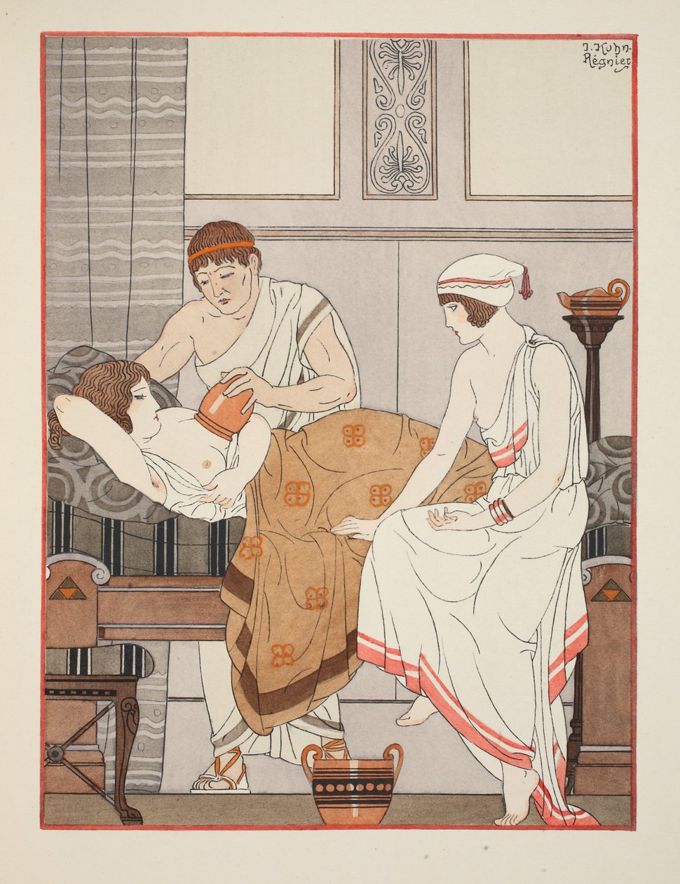 乳房を吸引する、「ヒポクラテスの作品」、1934年のイラスト 作： ジョゼフ・クーン・レニエ