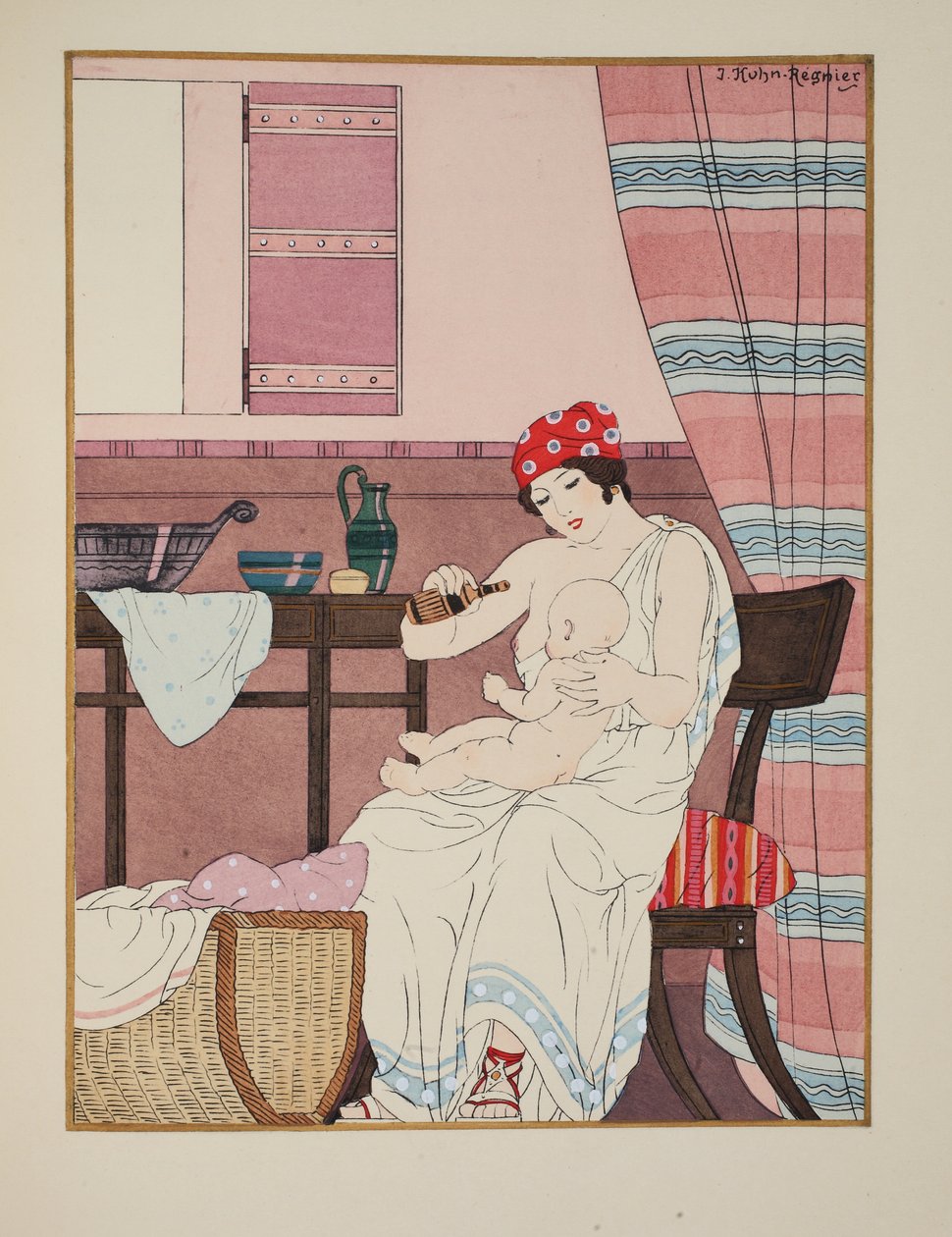 乳幼児の看護、「ヒポクラテスの作品」、1934年のイラスト 作： ジョゼフ・クーン・レニエ