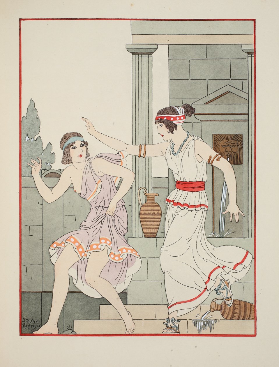 手の平に打たれた、「ヒポクラテスの作品」、1934年のイラスト 作： ジョゼフ・クーン・レニエ