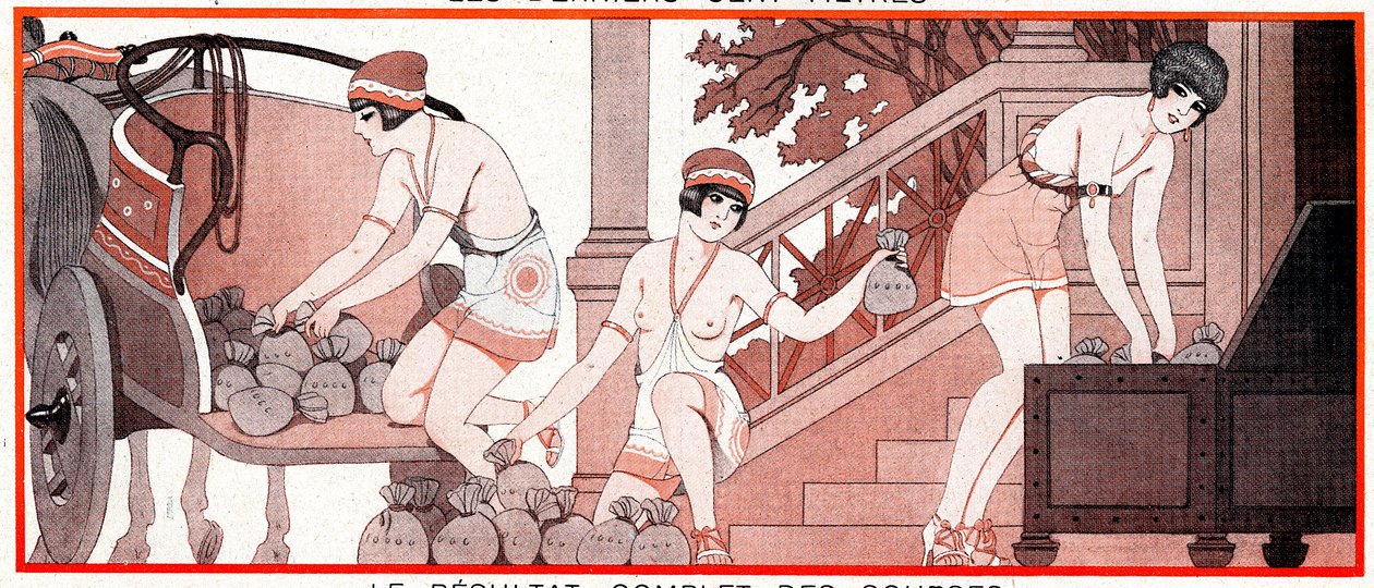 オリンピア時代のルプリドゥダイアン-フルレースの結果-ルリザルトコンプリートコース-1927年のラヴィパリジェンヌのイラスト 作： ジョゼフ・クーン・レニエ