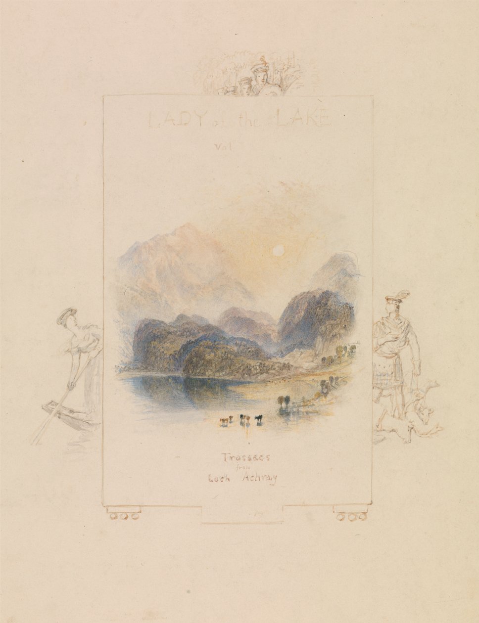 ウォルター・スコットの「Lady of the Lake」、Loch Achray のイラストのデザイン 作： ジョセフ・マロード・ウィリアム・ターナー
