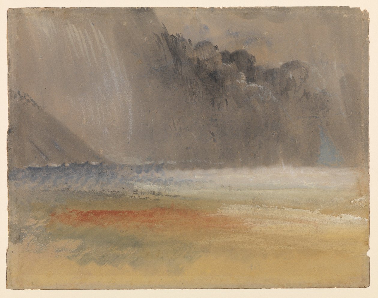 1835年-1840年頃の海と陸の上に積もった雷雲 作： ジョセフ・マロード・ウィリアム・ターナー