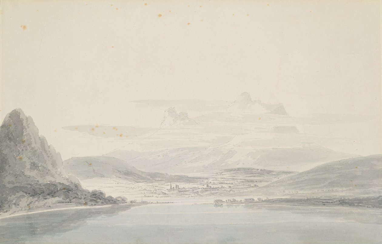 ジョン・ロバート・コーゼンズ（1752-99）の後の風景（紙に鉛筆と水彩） 作： ジョセフ・マロード・ウィリアム・ターナー