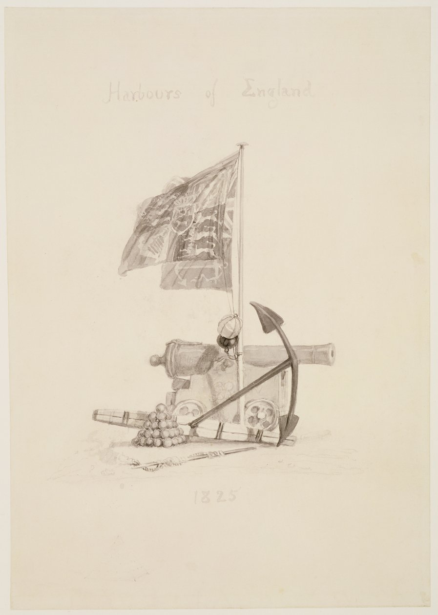 No.0567イギリスの港湾、本のタイトルページのデザイン、1825年（インクとウォッシュ） 作： ジョセフ・マロード・ウィリアム・ターナー