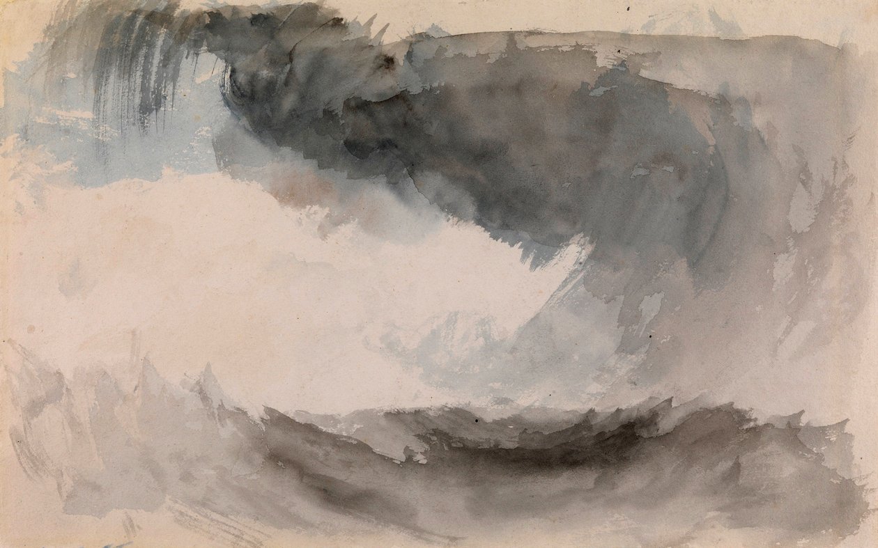 「Tempete en mer（海の嵐）Joseph Mallord William Turner（1775-1851）の水彩画 Dim 18,4x29,3 cm プライベート・コレクション 作： ジョセフ・マロード・ウィリアム・ターナー