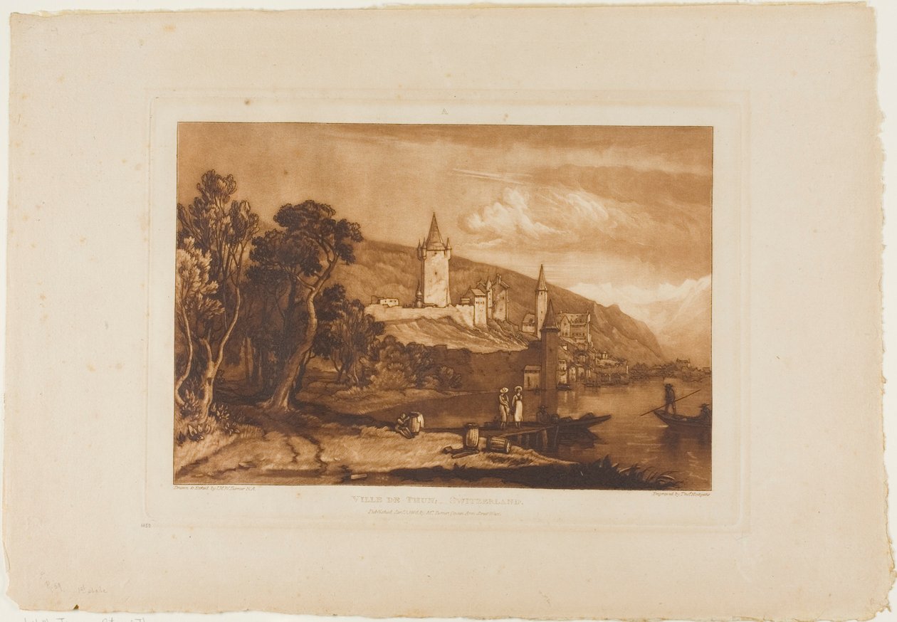 Ville de Thun、Book of Studies のプレート 59 作： ジョセフ・マロード・ウィリアム・ターナー