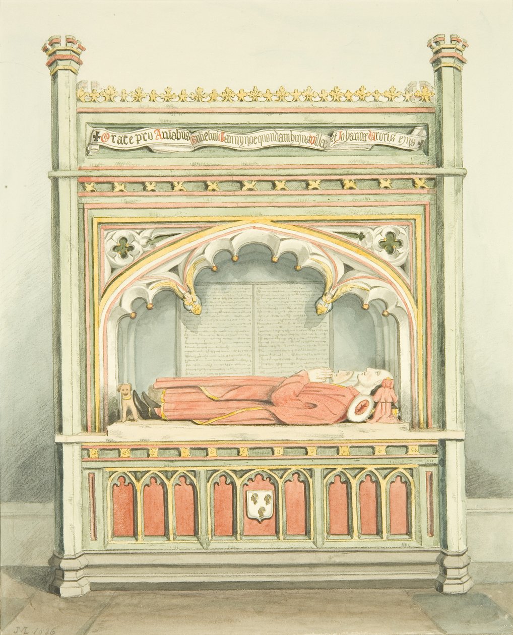 St Mary RedcliffeのWilliam Canyngesの記念碑（紙に水彩画 作： ジョセフ・マニング
