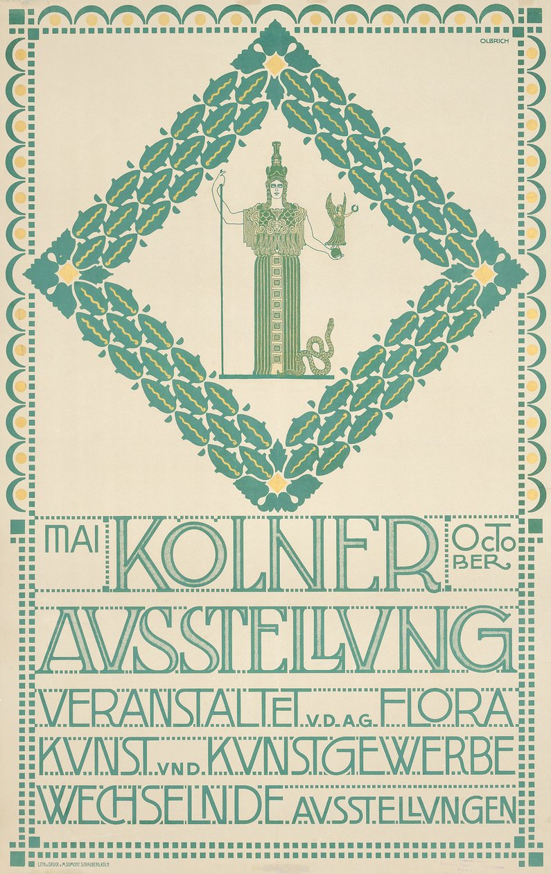 1905年ケルン芸術祭のポスター、1905年 作： ジョゼフ・マリア・オルブリッチ