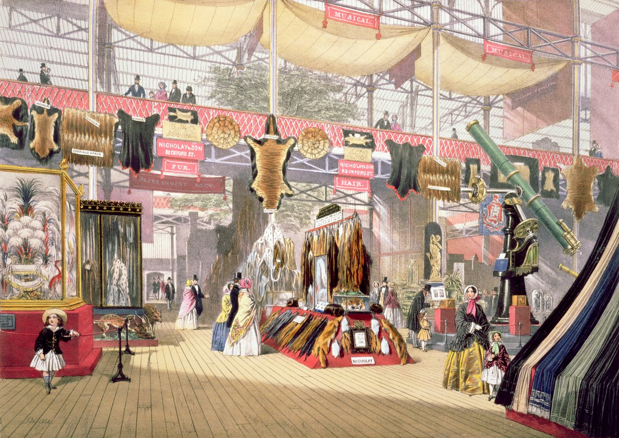 素晴らしい展覧会、1851年：ディキンソンブラザーズのための毛皮スタンド 作： ジョセフ・ナッシュ