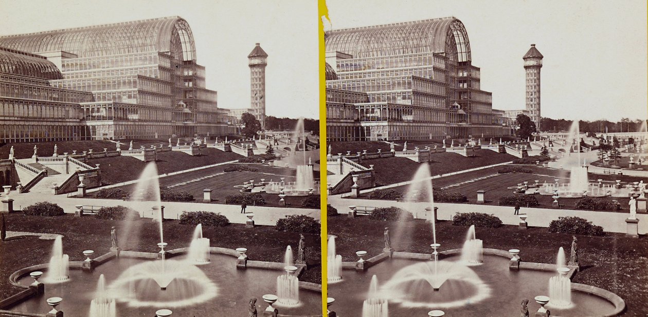 ハイドパークのクリスタル・パレス、1900年頃（モノクロ写真 作： ジョセフ・パクストン