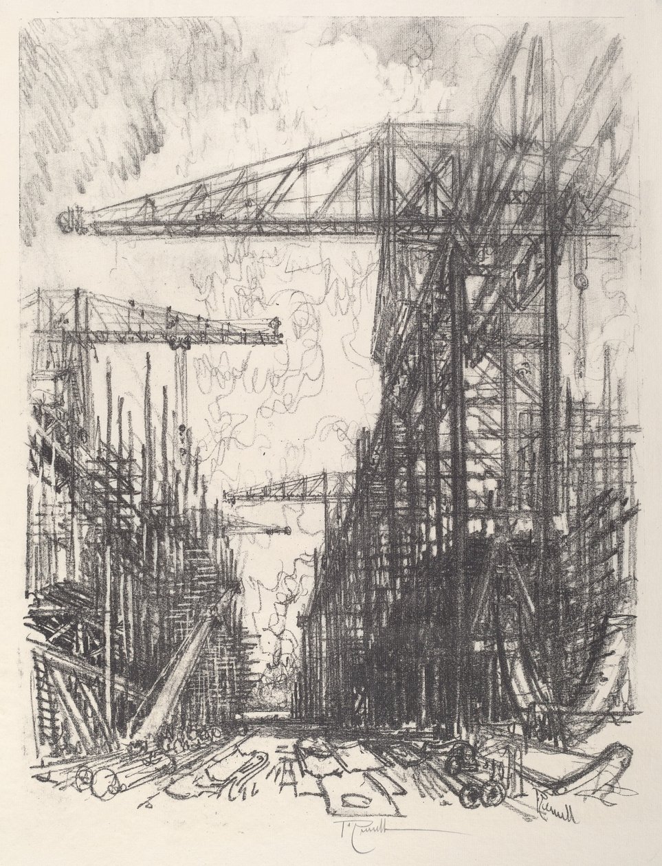 駆逐艦の建造、No.I、1917年 作： ジョセフ・ペネル
