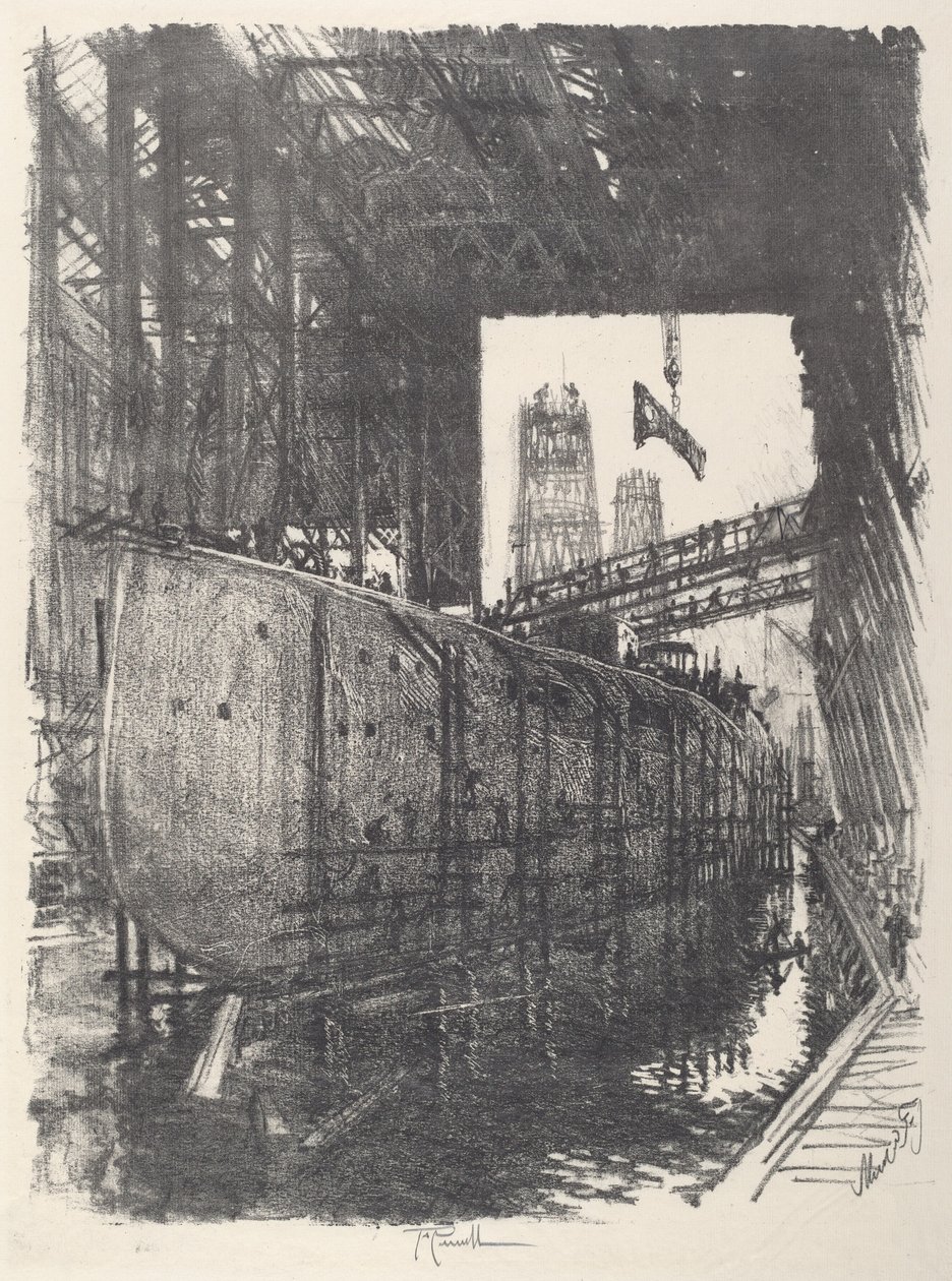 戦艦の建造、1917年 作： ジョセフ・ペネル