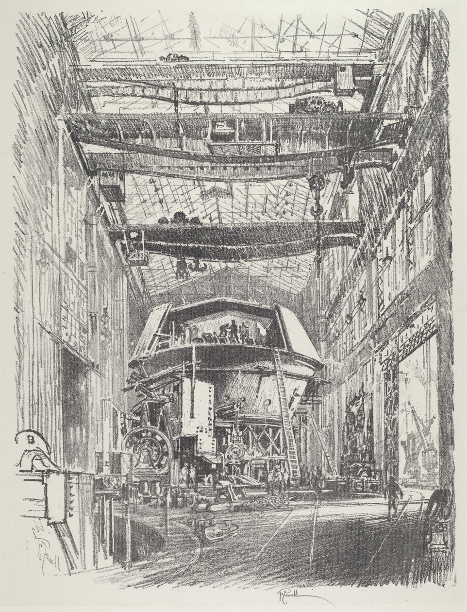 大砲塔の建設（1916年 作： ジョセフ・ペネル