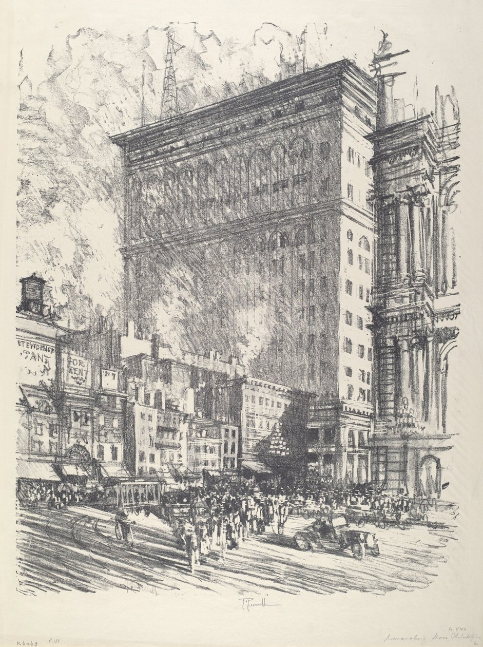市庁舎前広場とワナメーカービル（1912年 作： ジョセフ・ペネル
