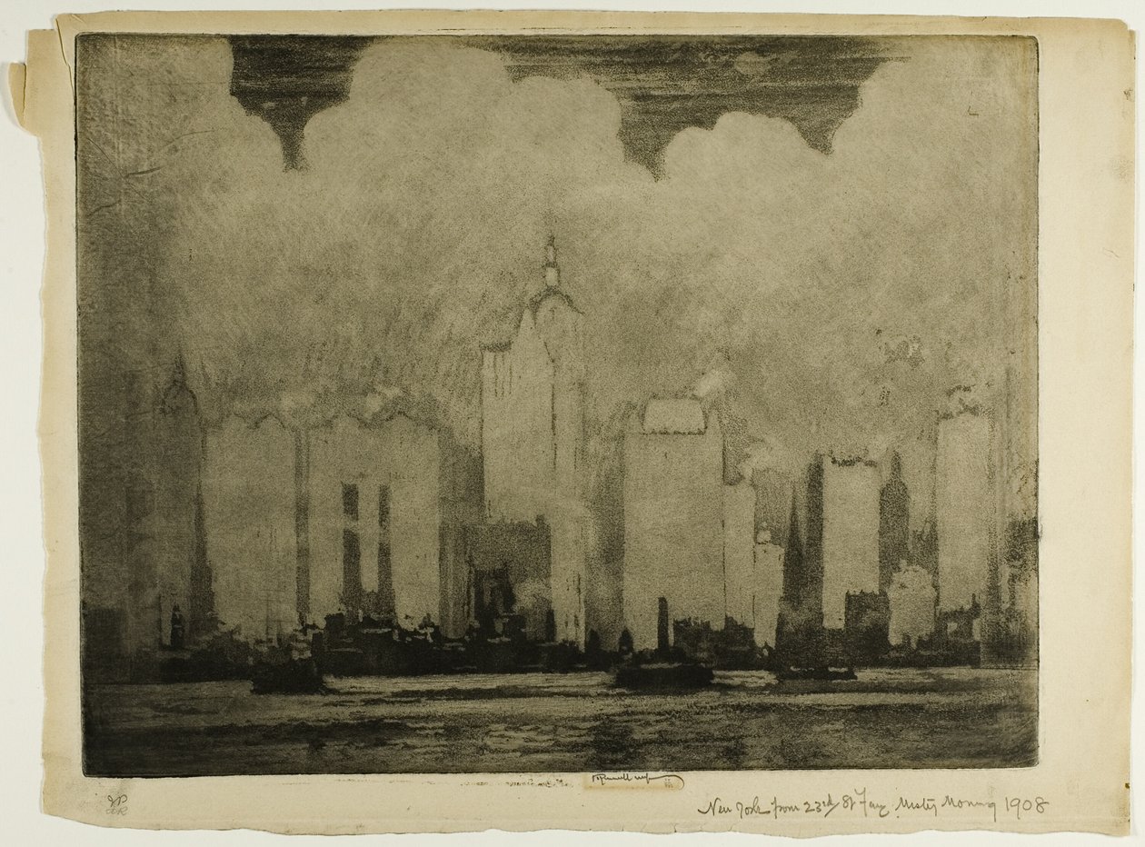 N.Y.23丁目のフェリーから-ある朝の霧の中で 作： ジョセフ・ペネル