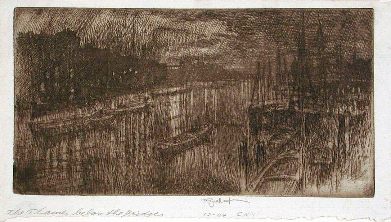 橋の下流のテムズ川 作： ジョセフ・ペネル