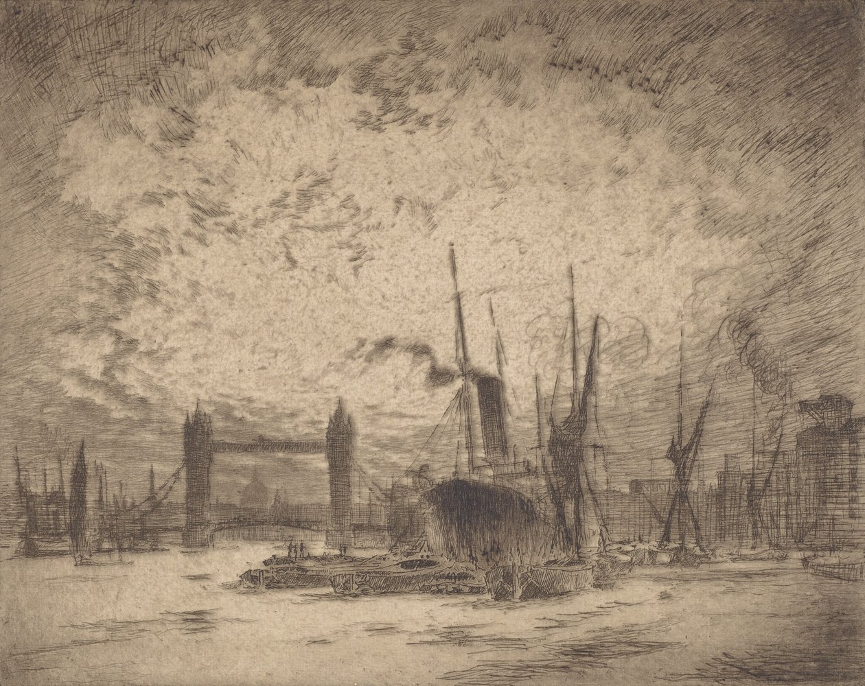 タワーブリッジ、1905年の夕方。 作： ジョセフ・ペネル