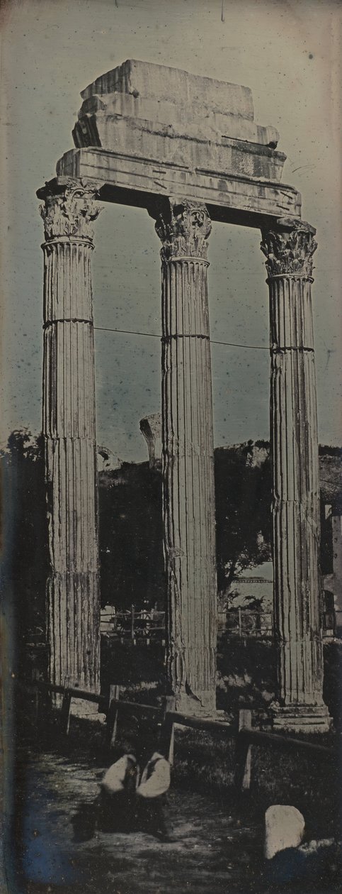 カストルとポリュックスの神殿、ローマ、北西ファサード、1842年 作： ジョセフ・フィリベール・ジロー・ド・プランジー