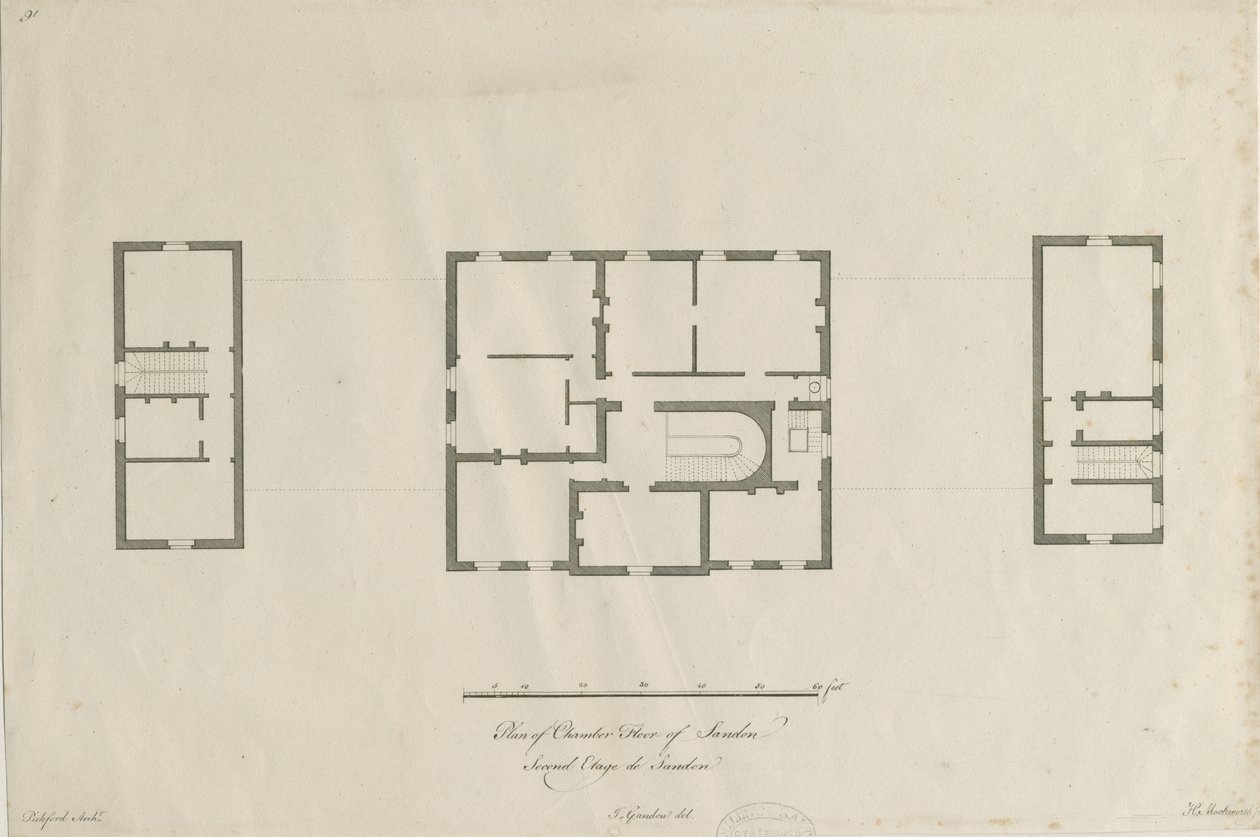 サンドンホール-商工会議所の床の計画：彫刻、nd [1769-1771]（印刷） 作： ジョセフ・ピックフォード