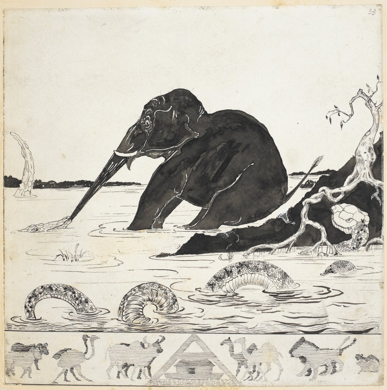 追加。 59840 f.33 Rudyard Kipling 作「Just So Stories」の象の子 作： ジョセフ・ラドヤード（後）キップリング
