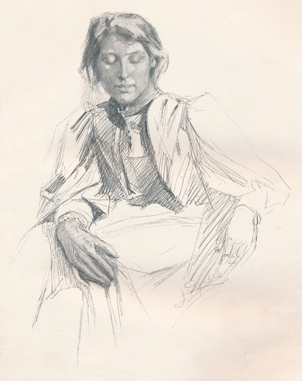 「鉛筆で学ぶ」、c1897 作： ジョセフ・シドダル