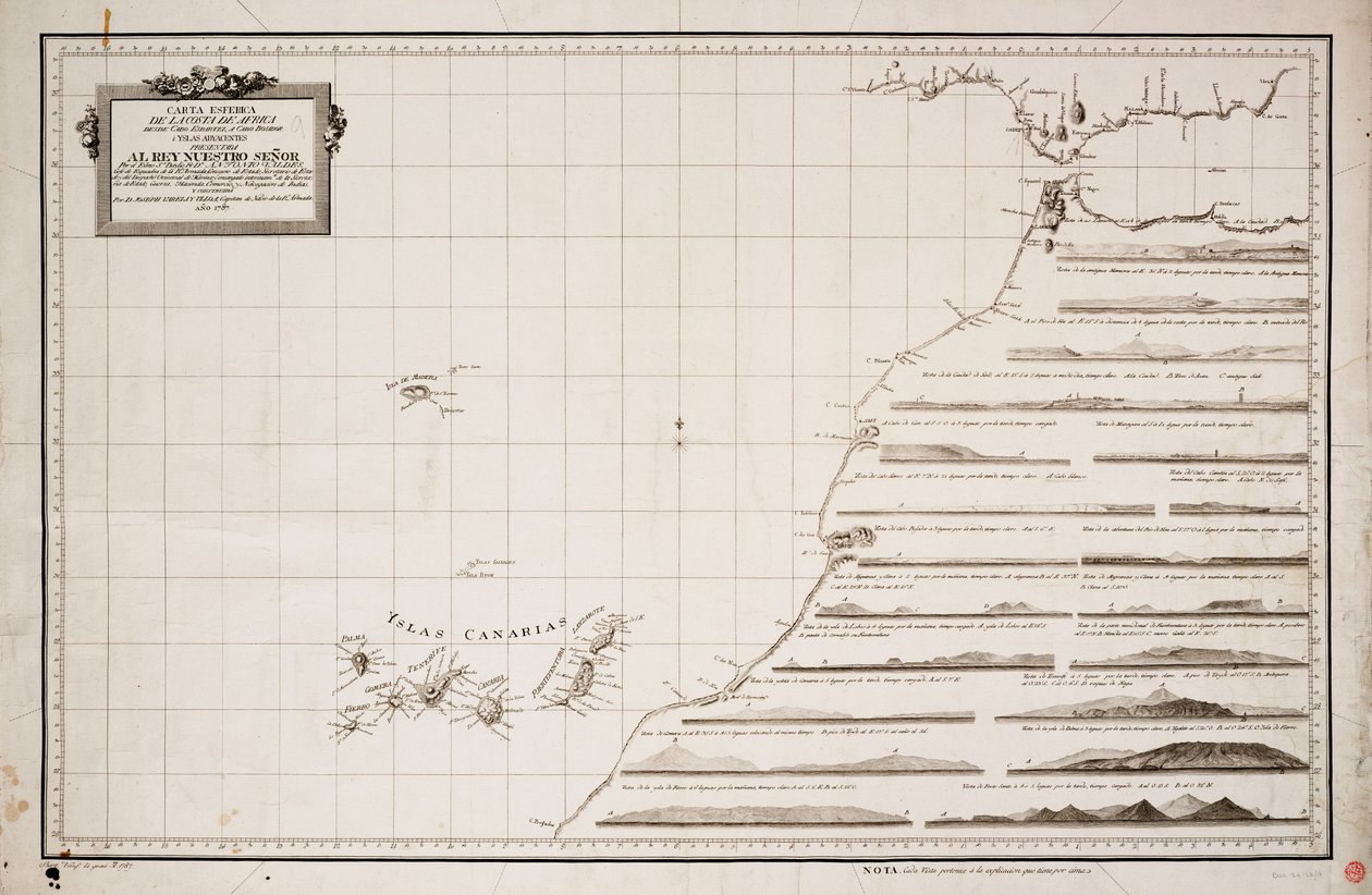 アフリカ西岸とカナリア諸島の地図 作： ジョセフ・ヴァレレー・ウロア