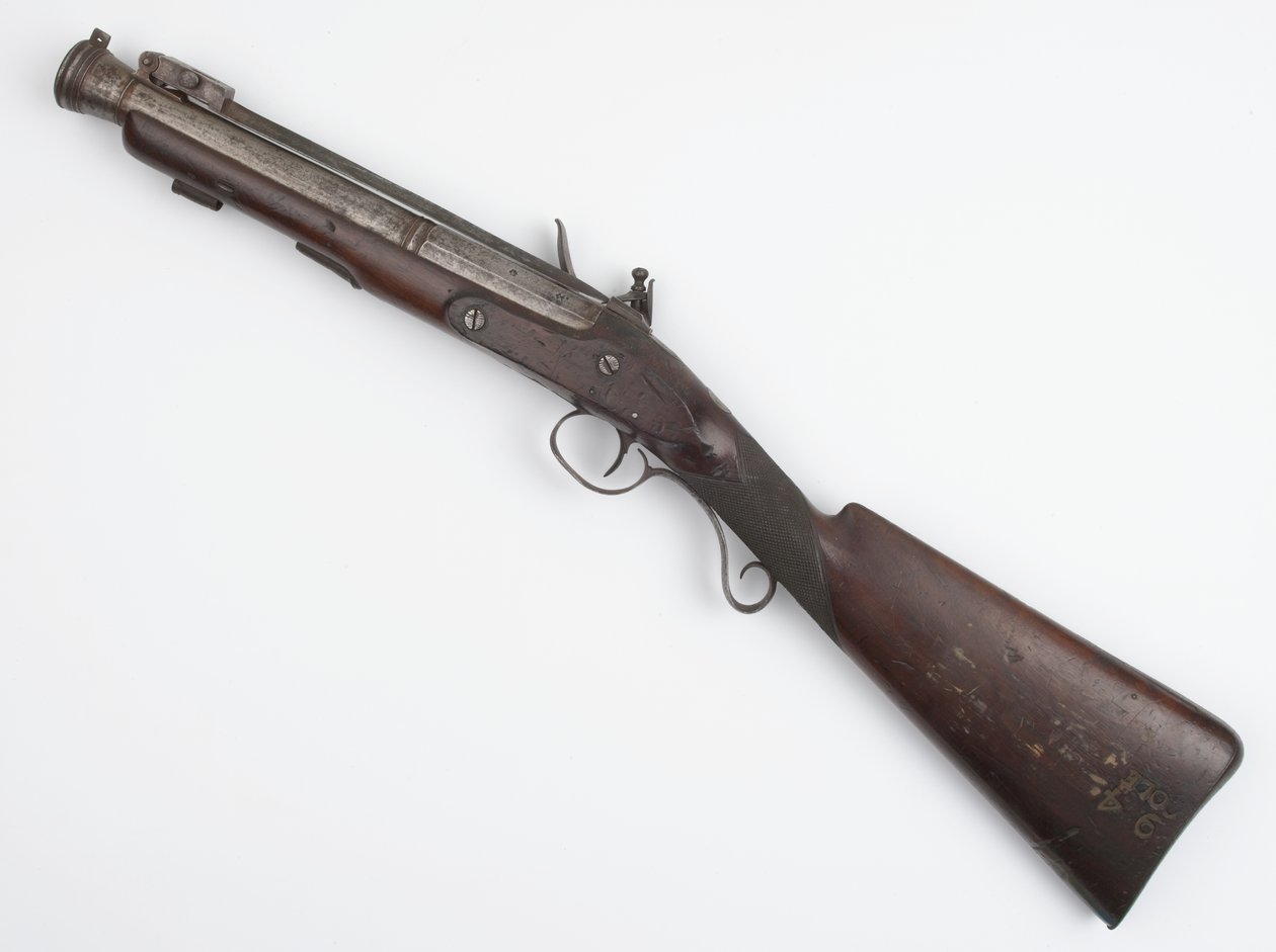 1815年頃、アイルランドのボランティアに支給されたスプリングバヨネット付きブランダーバス（ブランダーバス、フリントロック式 作： ジョセフ・ウッド