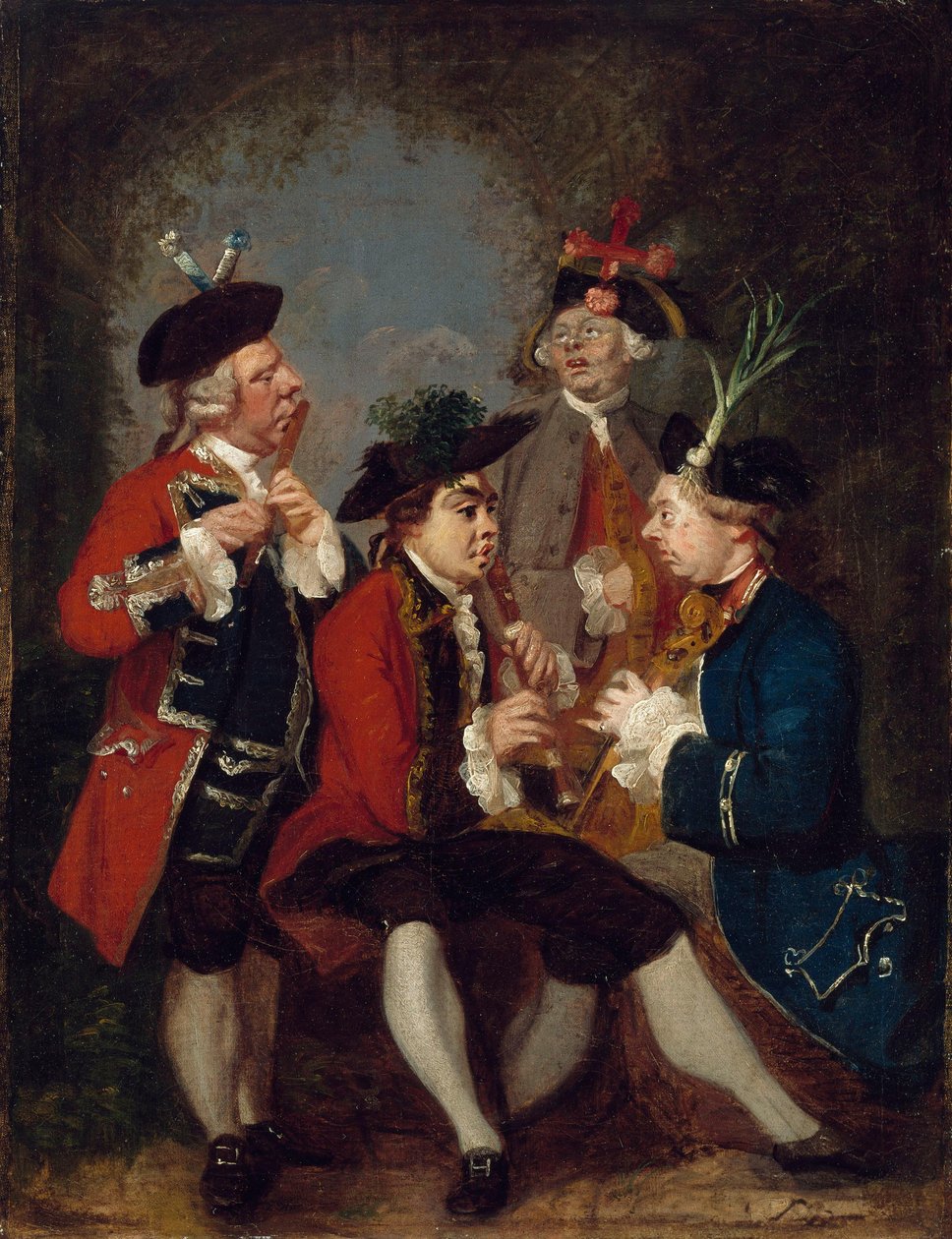 Karikatur von Sir Thomas Kennedy, James Caulfield, Viscount Charlemont, der ehrenwerte John Ward und Richard Phelps 作： ジョシュア・レイノルズ