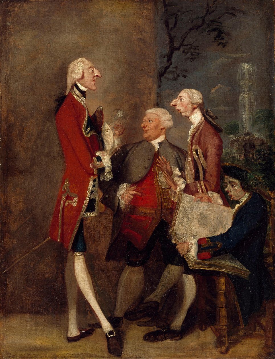 Karikatur von Thomas Brudenell, Baron Bruce, dem ehrenwerten John Ward, Joseph Leeson, später 2. Earl of Milltown, und Joseph Henry von Shafford 作： ジョシュア・レイノルズ