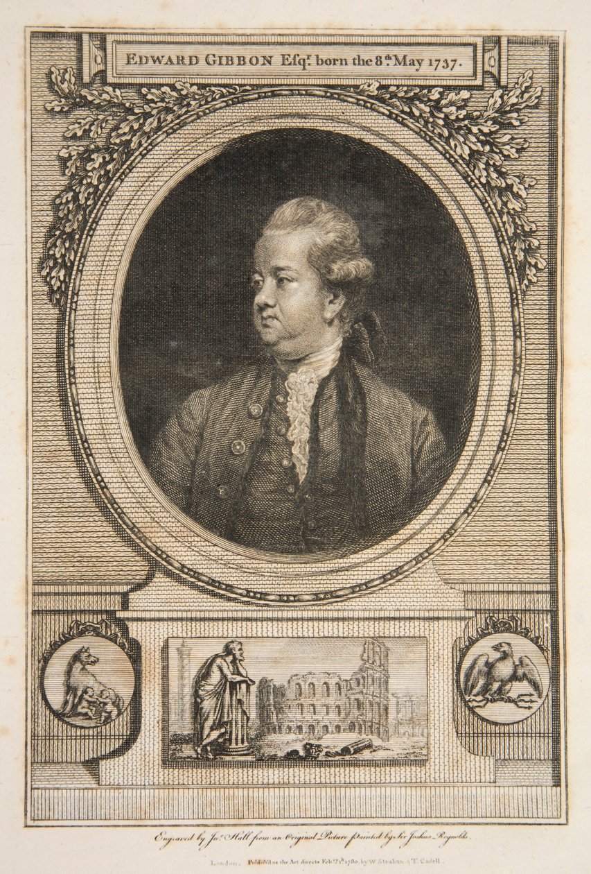 Edward Gibbon, Esq., pub. 1730年の彫刻。 作： ジョシュア・レイノルズ
