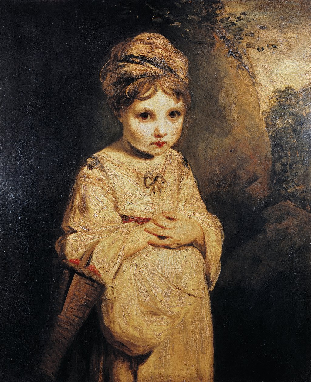 ジョシュア・レイノルズ（1723-1792）による絵画「イチゴを持つ少女」、油彩・キャンバス、76, 6x63, 7 cm 作： ジョシュア・レイノルズ