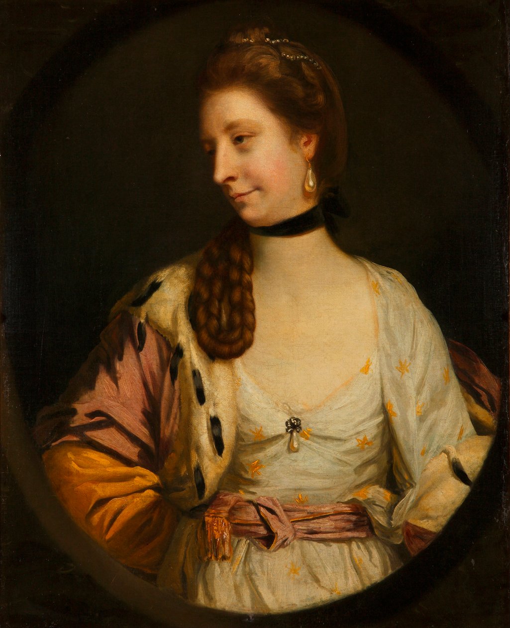 ""Lady Sondes"" サー ジョシュア レイノルズ (1732-1792) の絵画 - 1764 - キャンバスに油彩 薄暗い 76.4x60.3 cm Museo Lazaro Galdiano、マドリッド 作： ジョシュア・レイノルズ