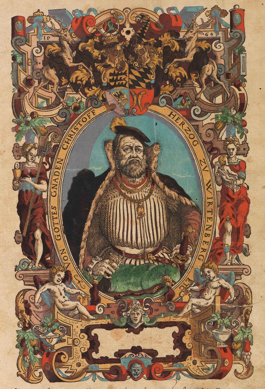 ヴュルテンベルク公クリストフの肖像 1515-1568年 Biblia germanica, 1564より。 作： ヨーストアンマン
