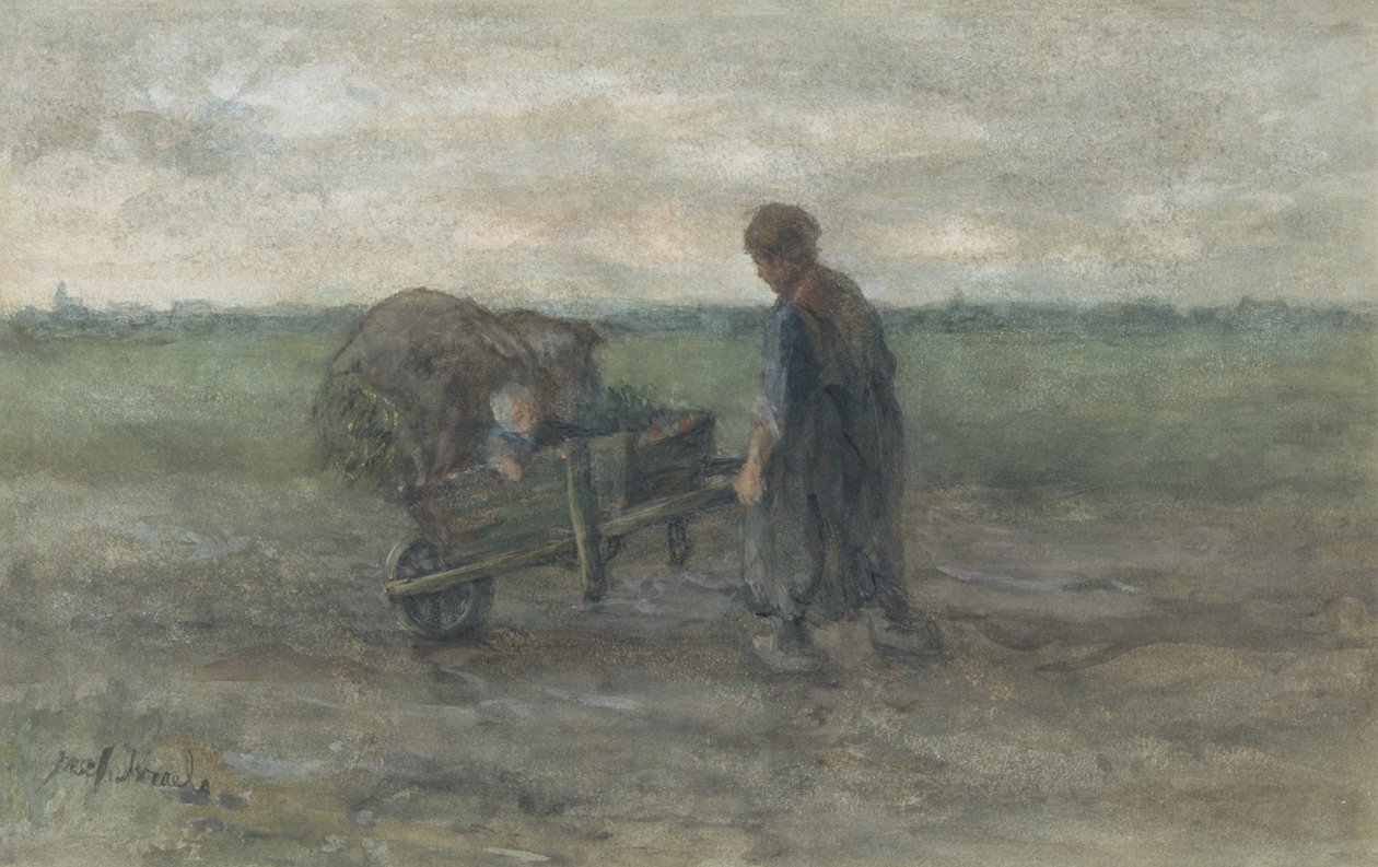 畑からの帰り道（水彩、ボディカラー、紙） 作： イスラエルのヨゼフ (1824-1911)
